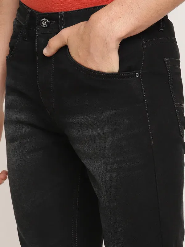 Octave Men Navy Blue Mid-Rise Regular Fit Light Fade Stretchable Cotton Jeans