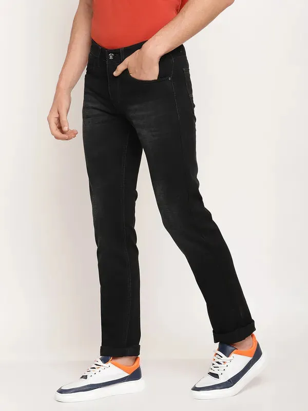 Octave Men Navy Blue Mid-Rise Regular Fit Light Fade Stretchable Cotton Jeans