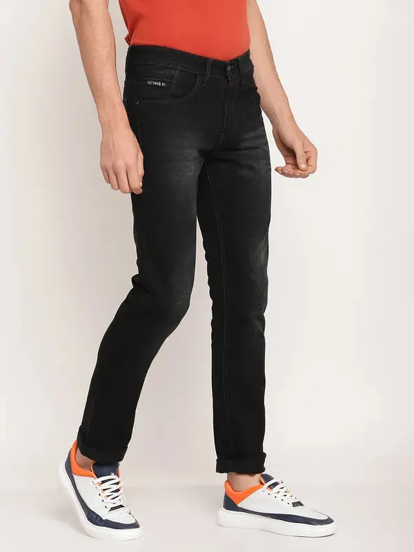 Octave Men Navy Blue Mid-Rise Regular Fit Light Fade Stretchable Cotton Jeans