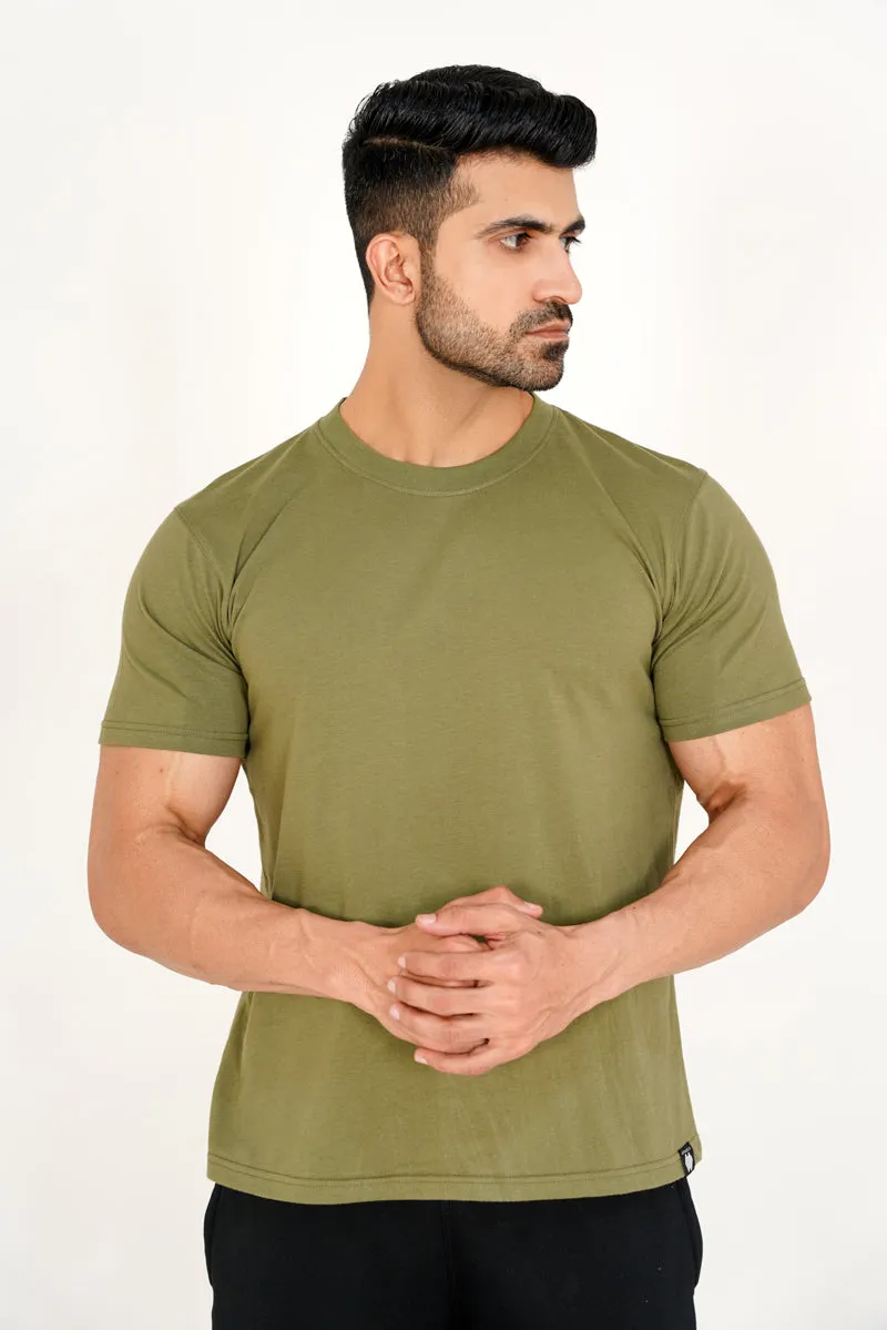 OLIVE BASIC COTTON TEE