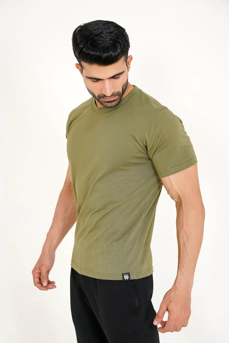 OLIVE BASIC COTTON TEE
