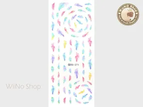 Pastel Feather Water Slide Nail Art Decals - 1 pc (DS-271)