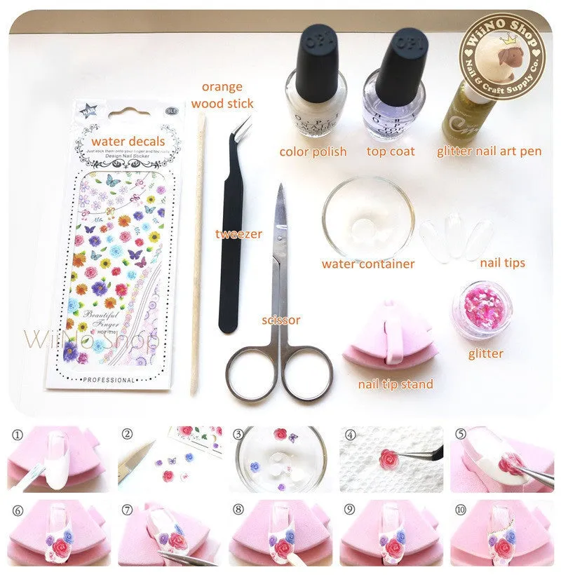 Pastel Love Water Slide Nail Art Decals - 1pc (DLS-255)