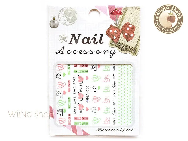 Pastel Love Water Slide Nail Art Decals - 1pc (DLS-255)