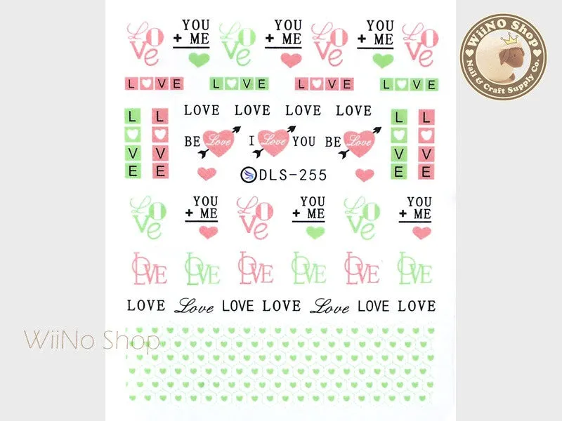 Pastel Love Water Slide Nail Art Decals - 1pc (DLS-255)