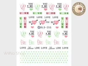 Pastel Love Water Slide Nail Art Decals - 1pc (DLS-255)