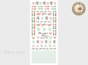 Pastel Love Water Slide Nail Art Decals - 1pc (HOT-190)