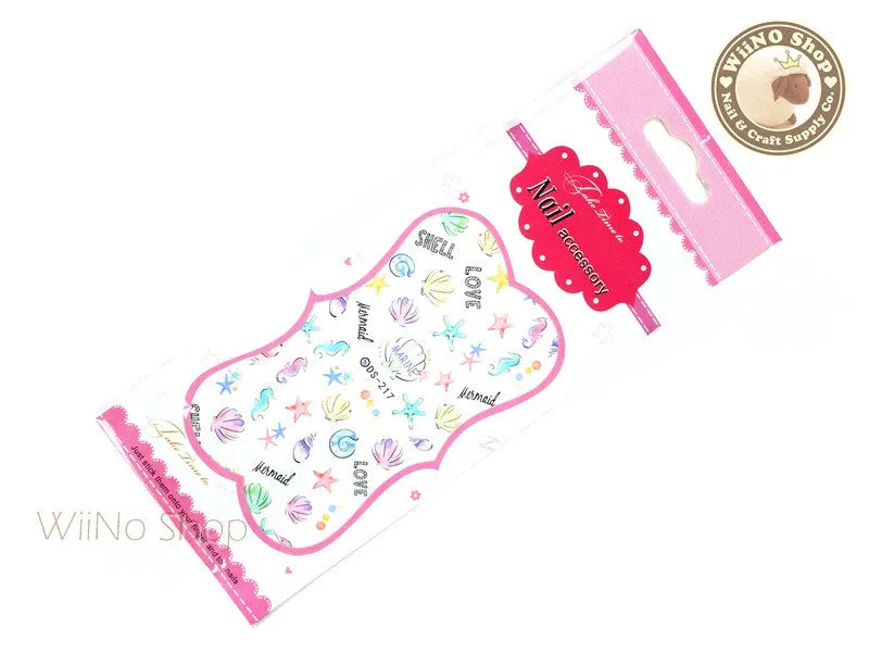 Pastel Seashell Seahorse Starfish Water Slide Nail Art Decals - 1 pc (DS-217)