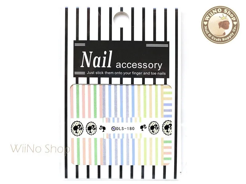 Pastel Stripe Line Water Slide Nail Art Decals - 1pc (DLS-180)