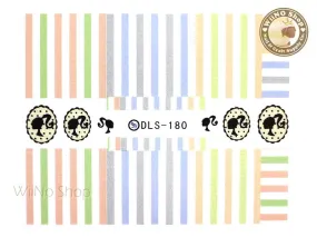 Pastel Stripe Line Water Slide Nail Art Decals - 1pc (DLS-180)