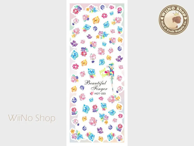 Pastel Watercolor Floral Water Slide Nail Art Decals - 1pc (HOT-223)
