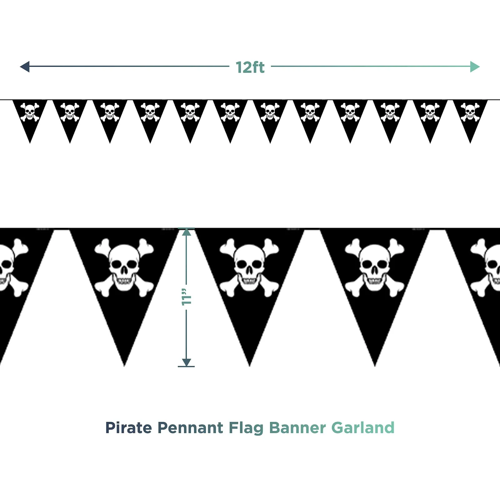 Pirate Party Supplies - Plastic Treasure Map Table Cover and Black Pennant Flag Banner Garland Set