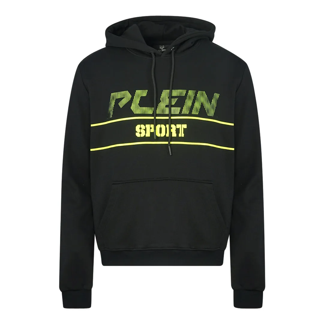 Plein Sport Green Logo Black Hoodie