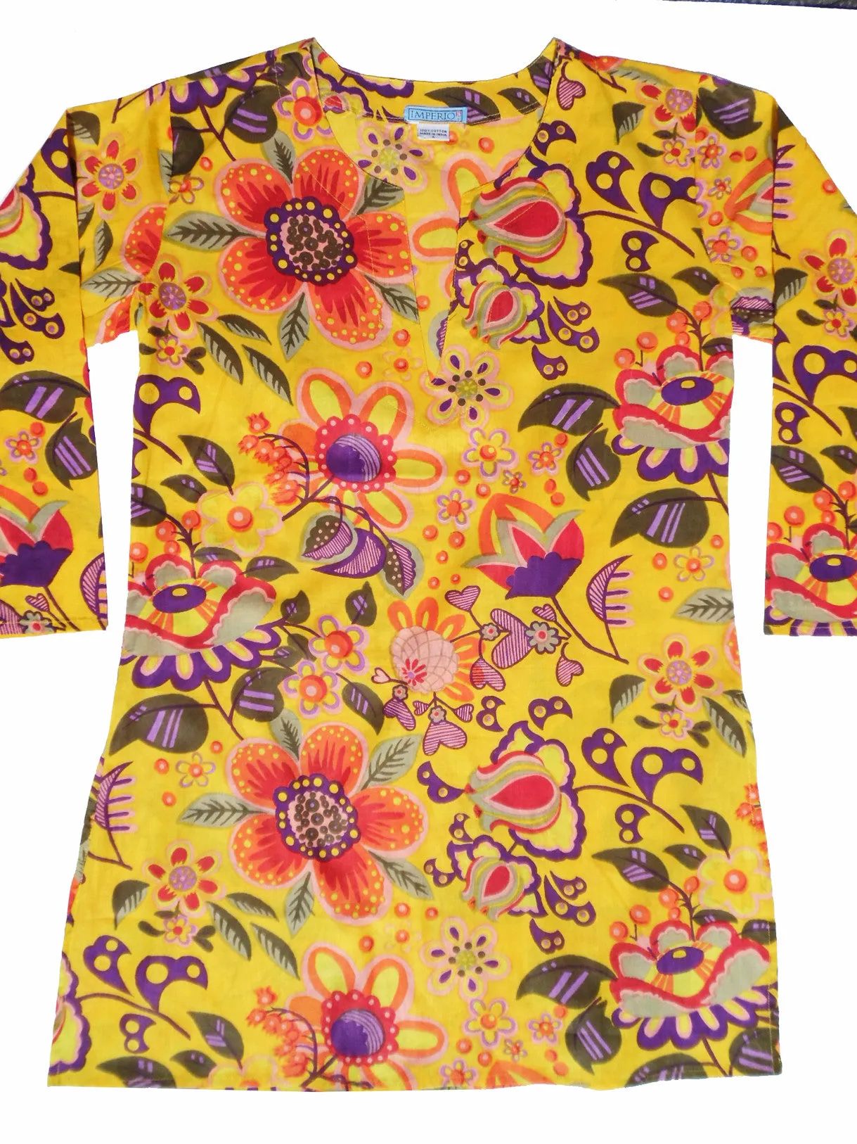 Raja Cotton Tunic Yellow Floral