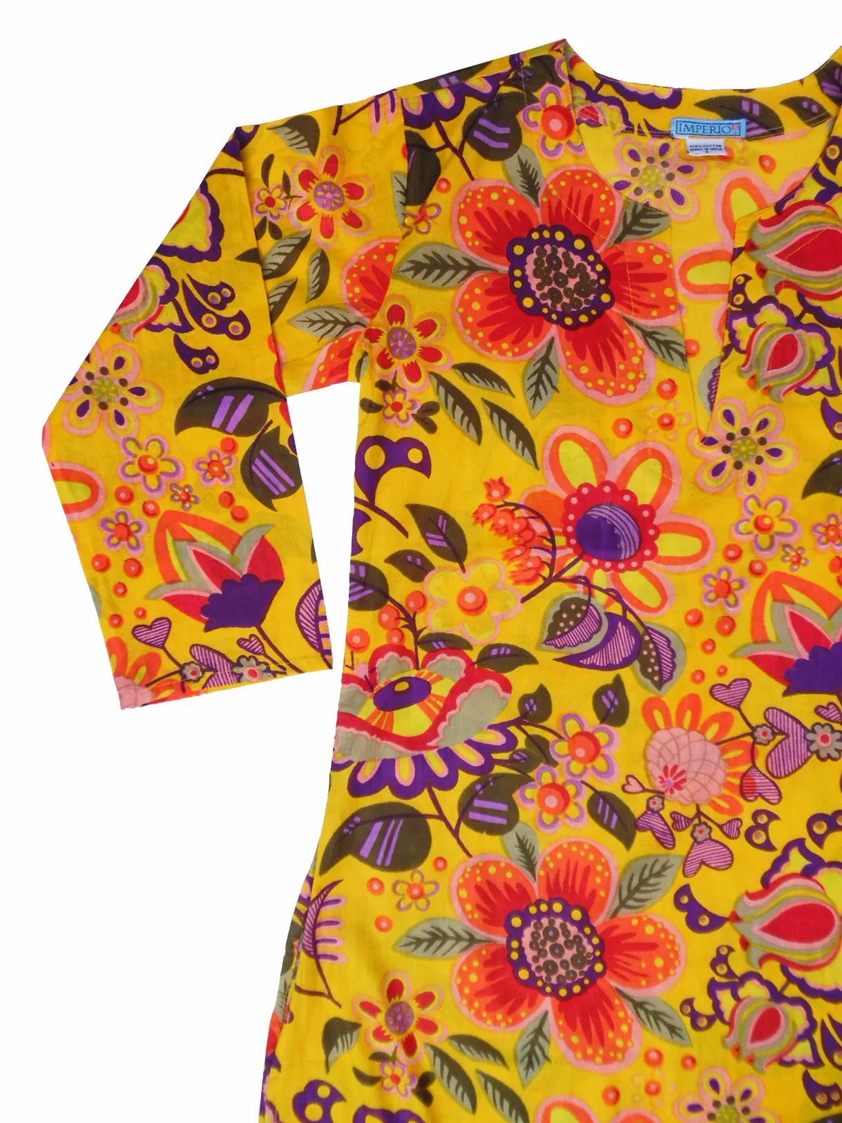 Raja Cotton Tunic Yellow Floral