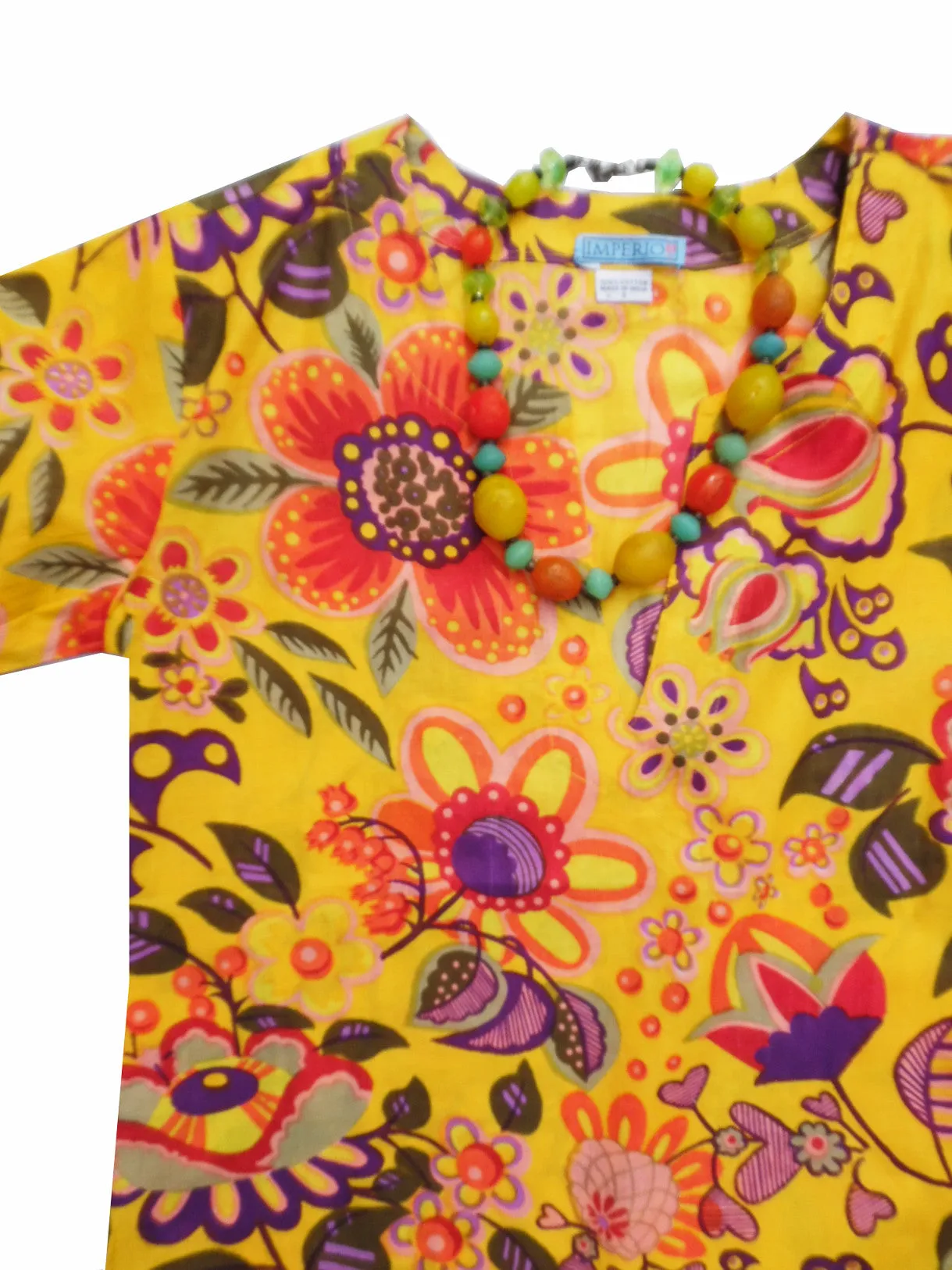 Raja Cotton Tunic Yellow Floral