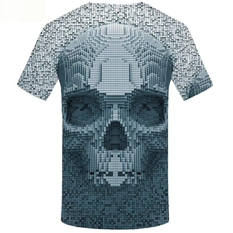 Skull T shirts Men Psychedelic T-shirts 3d Geometric Shirt Print Short Sleeve