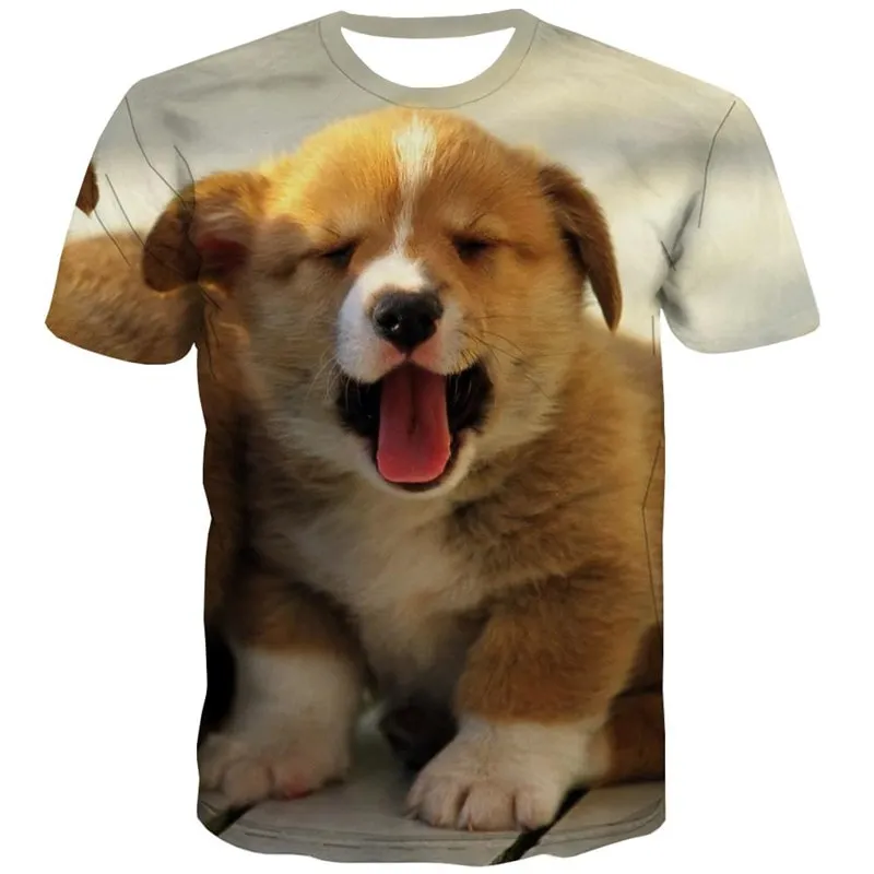 tshirt dog tee shirt Puppy Cute animal Casual men's big Smart dogs art costume