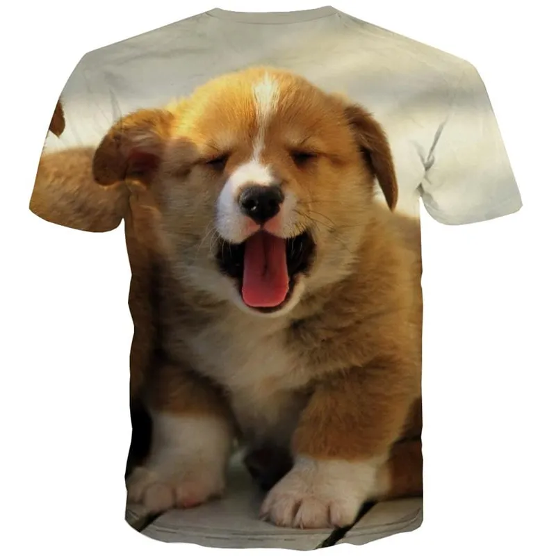 tshirt dog tee shirt Puppy Cute animal Casual men's big Smart dogs art costume