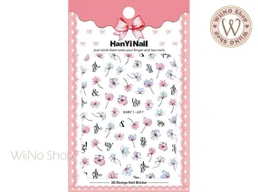 Watercolor Pastel Flower Adhesive Nail Art Sticker - 1 pc (HY-697)