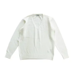Womens V-Neck Long Sleeve Off-White Sweater