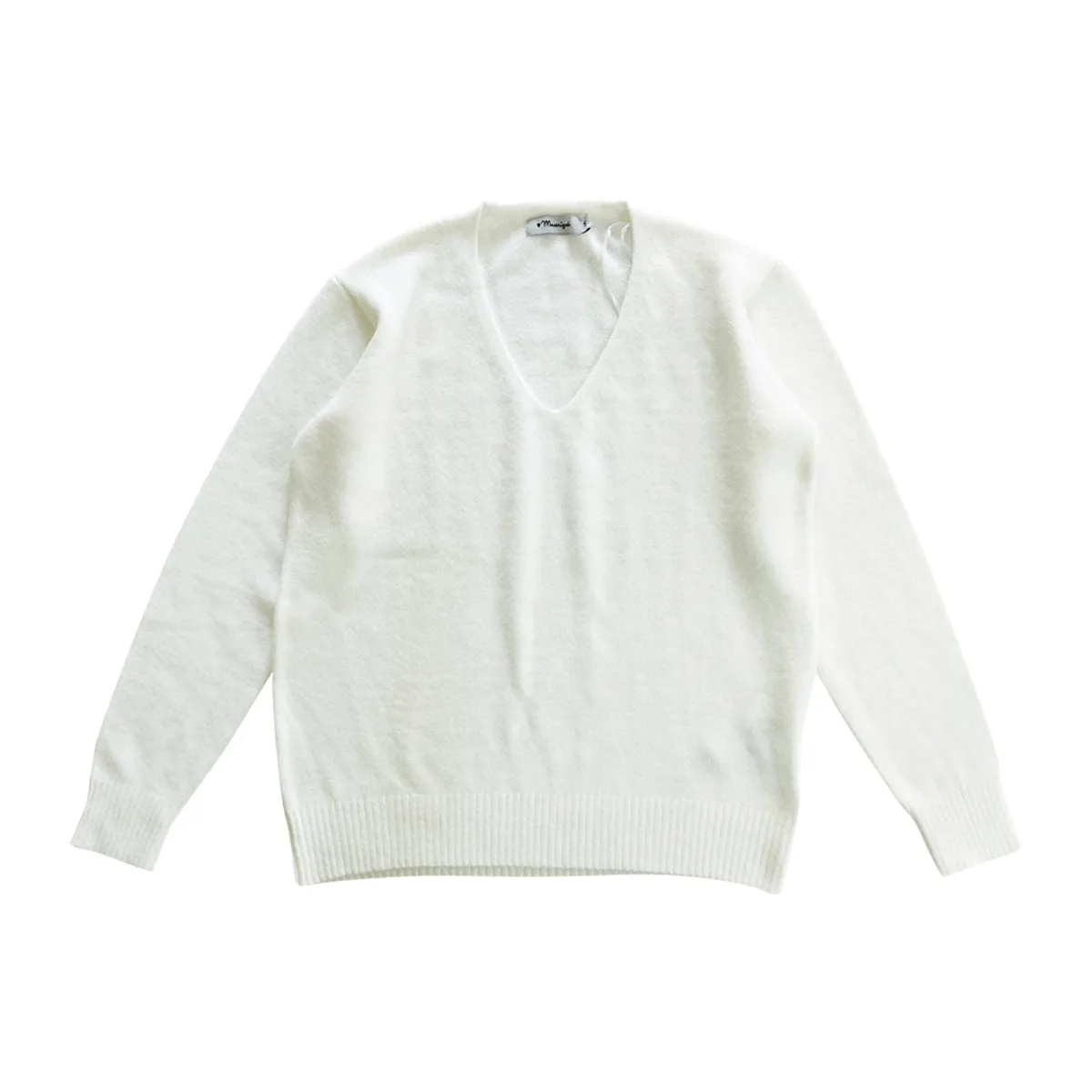 Womens V-Neck Long Sleeve Off-White Sweater
