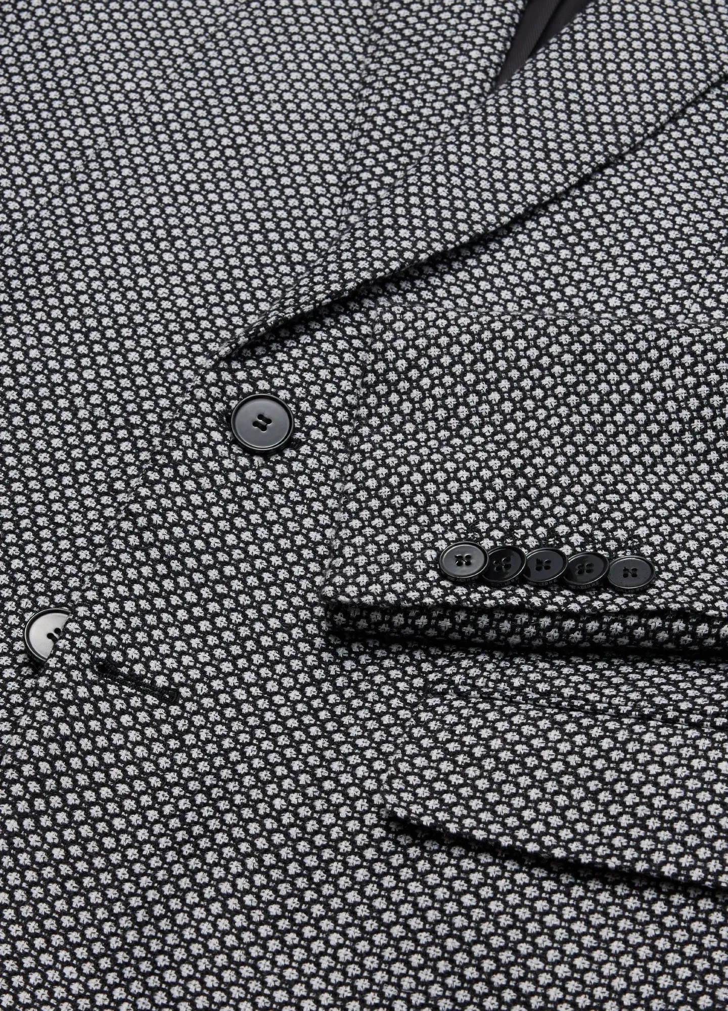 Wool Silk Linen Check Blazer Black